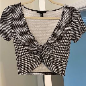 Black check crop top